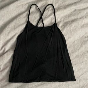 Criss cross back tie black halter top